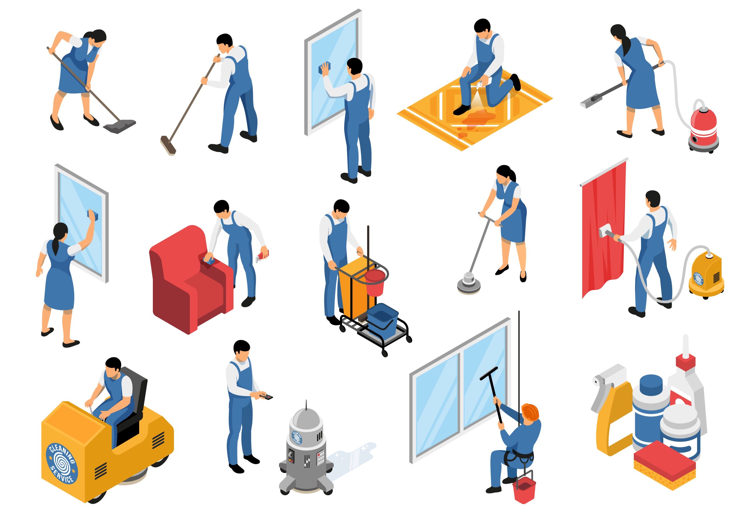 Cleaning Service Isometric Set